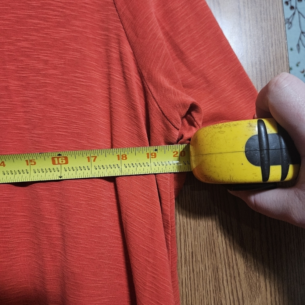 J. Jill Pima Cotton Dipped Hem Tunic Dark Pink Short Sleeve Side T Shirt Sz LG! - Picture 3 of 4